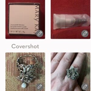 Mary K Mineral 3 bronzer 8g+NIP MKay make up brush+Sterling Flower ring sz 9.5
